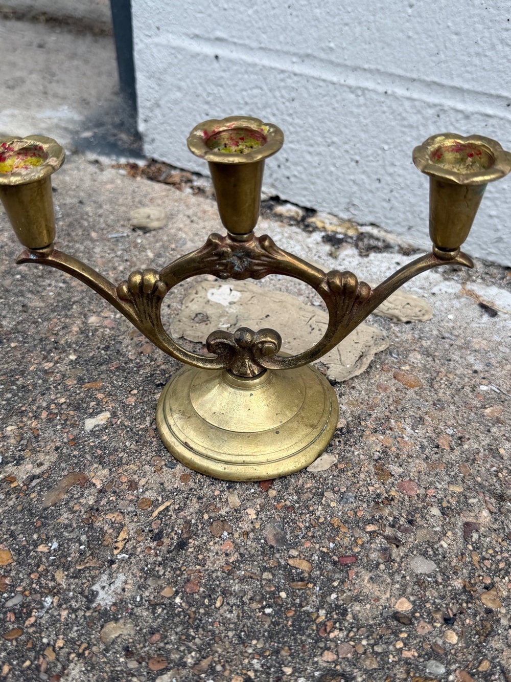 Vintage Brass 3-Arm Candelabra - Brass